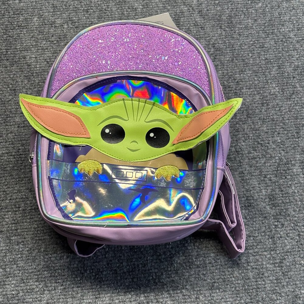 Star Wars Grogu Mini Backpack Mandalorian Glitter Purple 7x9.5